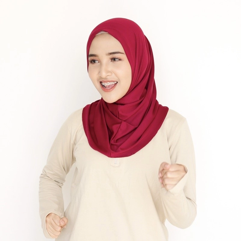 Product image KAHASIL - Hijab Bergo Sport Jilbab Instan Jersey Premium KHS4380 all variant Maroon